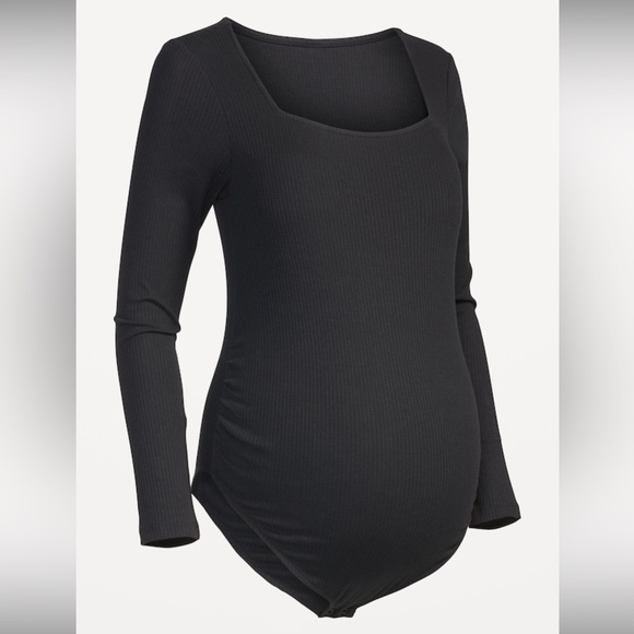 🌟 NWT Maternity Square Neck Bodysuit Multiple Sizes Black - Picture 4 of 4